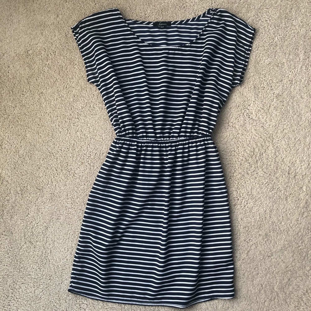 Navy and white striped summer dress